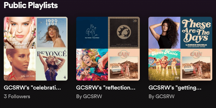 GCSRW has created three playlists to accompany you on the journey, depending on your mood. 