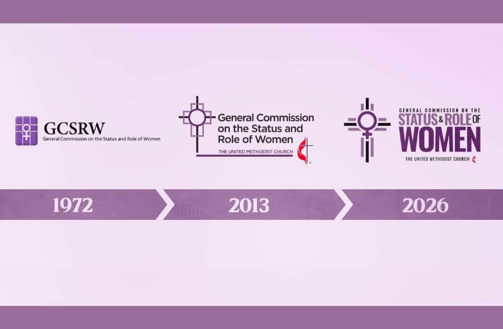 General Commission on the Status and Role of Women logo progression. Image provided by GCSRW. 