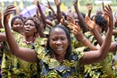A United Methodist church choir welcomes visitors to Kamina, Democratic Republic of the Congo. A delegation of United Methodist church leaders and public health workers visited Kamina in observance of World Malaria Day. Photo by Mike DuBose, UM News. A United Methodist church choir welcomes visitors to Kamina, Democratic Republic of the Congo. A delegation of United Methodist church leaders and public health workers visited Kamina in observance of World Malaria Day. Photo by Mike DuBose, UM News.