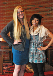 Louisburg College students Ashley Britton (left) and Riana Bowling co-produced the winning video in a contest sponsored by the General Board of Higher Education and Ministry in Fall 2012.
