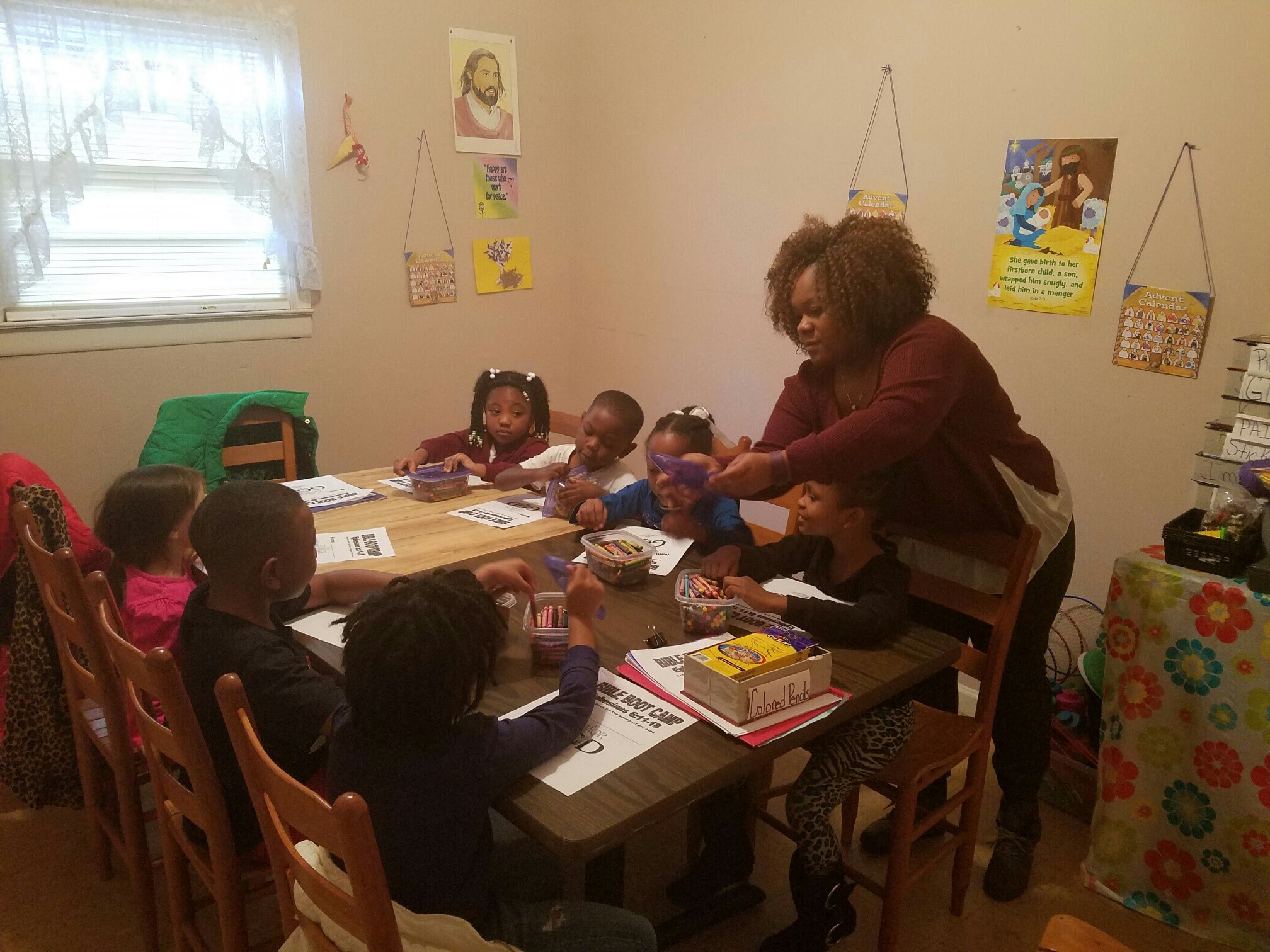 Younger children work on their lesson during the Bible Boot Camp at Clark United Methodist Church in Luthersville, Georgia. Photo courtesy of Melissa Martin.
