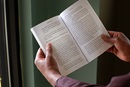 illustration-lenten-study-2015_(2) A man reads from Lenten study guide. Photo illustration by Kathleen Barry, United Methodist Communications."