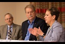cob-spring-press-conference-2018-ough-carter-harvey-690jpg-690x421 Bishop Cynthia F. Harvey (right) answers questions during a press conference about the United Methodist Church's Way Forward plan to address how the denomination ministers with LGBTQ individuals. She is flanked by Bishops Bruce R. Ough (left) and Kenneth H. Carter. Photo by Mike DuBose, UMNS.