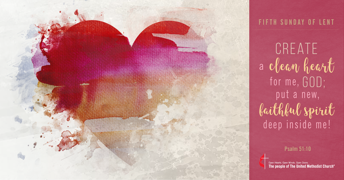 Lenten social media graphic, "Create a clean heart within me, O Lord."  Photo illustration by Cindy Caldwell, United Methodist Communications.