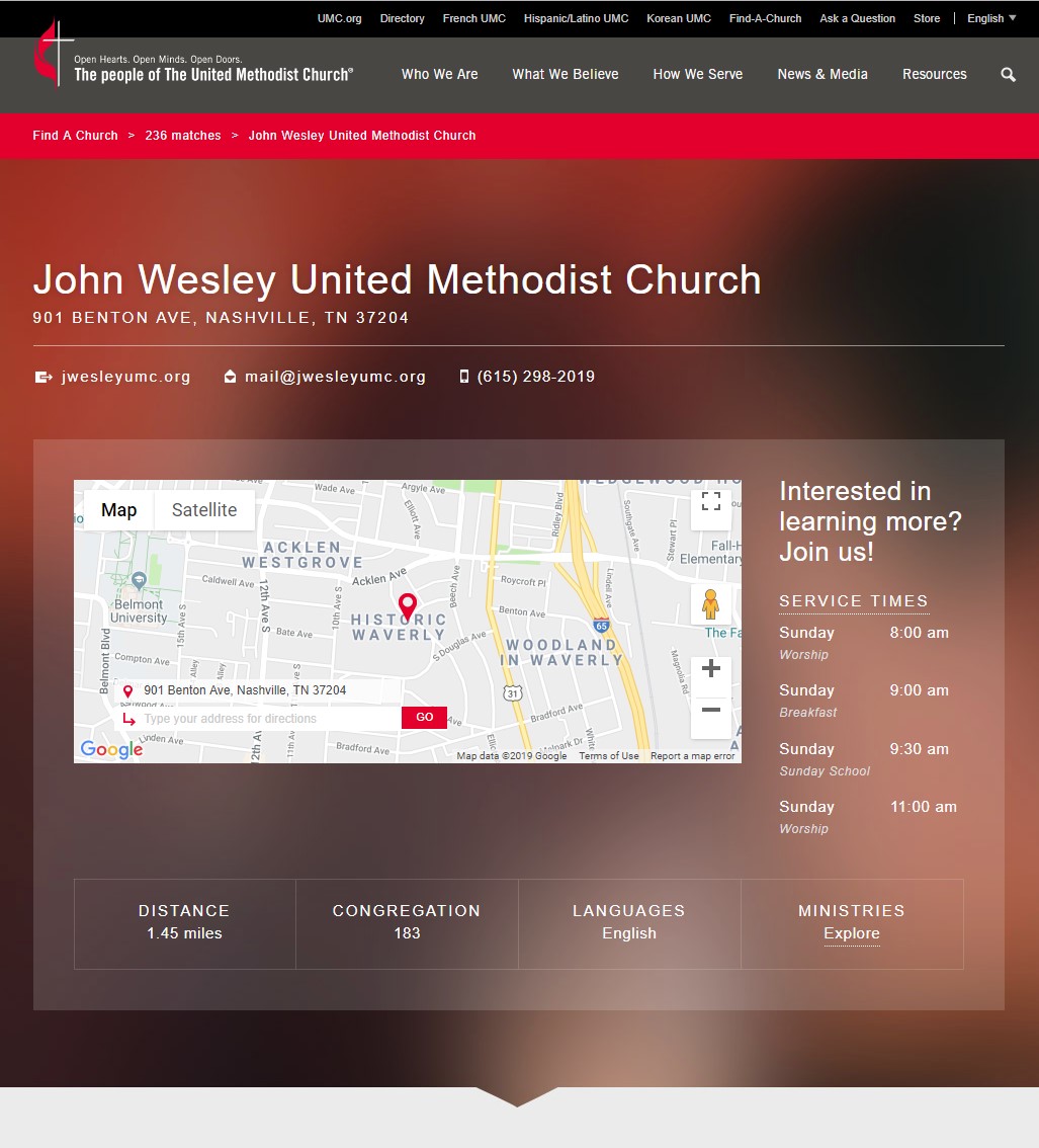 Ejemplo de Find-A-Church