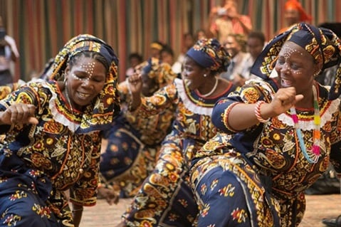 United Methodist women present a traditional dance from northern Mozambique during a meeting of the Standing Committee on Central Conference Matters and Connectional Table. Photo by the Rev. Rodney Steele.