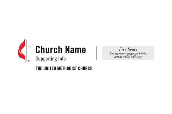 An example of the UMC-branded logo template for local churches. United Methodist Communications offers a branding and logo service to churches at no additional cost.