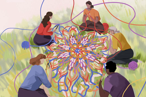 "Knitted Together for God's Good Work" explores how we, as the body of Christ, are joined and linked together as a community -- even when social distancing or other obstacles may keep us physically apart. Image courtesy of United Methodist Women.