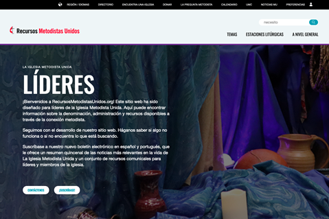 Screenshot of Spanish ResourceUMC.org, the online destination for leaders throughout The United Methodist Church. Visit often to find ideas and information to inspire United Methodist leaders throughout the connection.