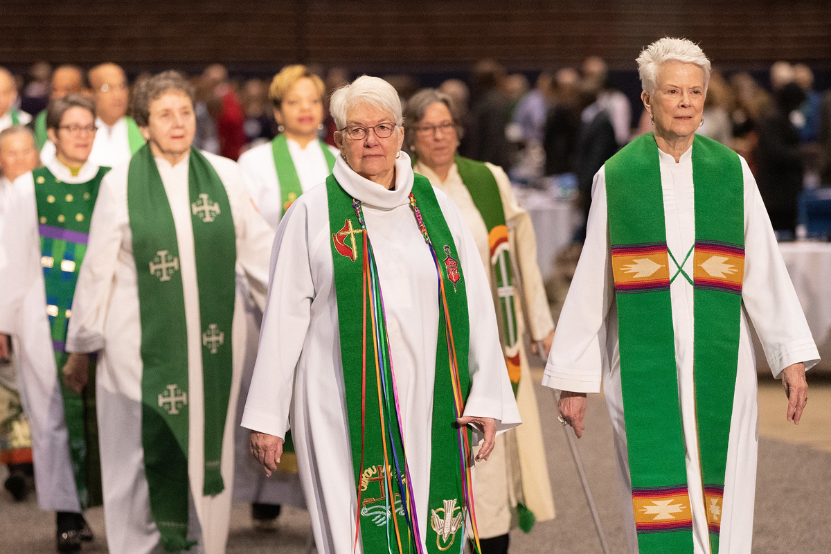 United Methodist bishops process into the opening worship service for the 2019 special General Conference in St. Louis. The five U.S. jurisdictions have made public their episcopal supervision plans outlining where U.S. bishops will serve in this interim time before elections scheduled for next year. File photo by Mike DuBose, UM News.