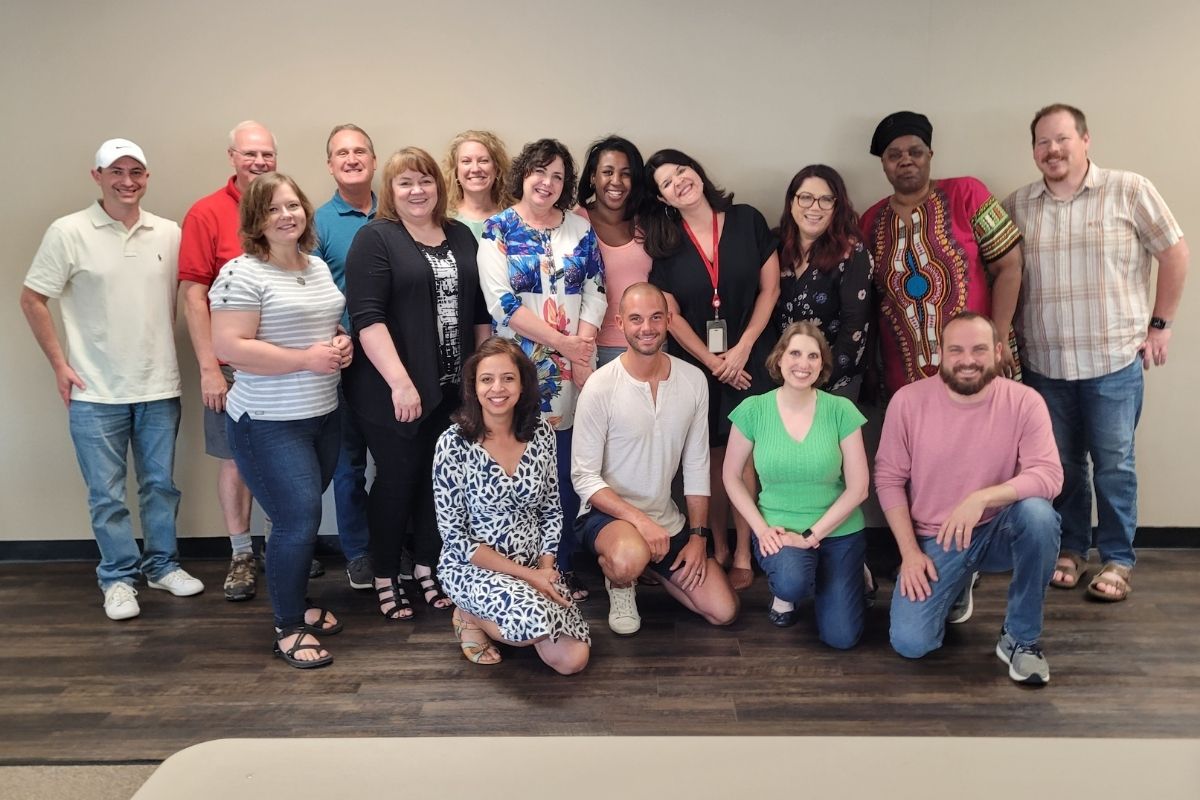 A portion of the Marketing Team reconnected over tasty boxed lunches in advance of the picnic.  (Photo taken by Stacey Hagewood.)