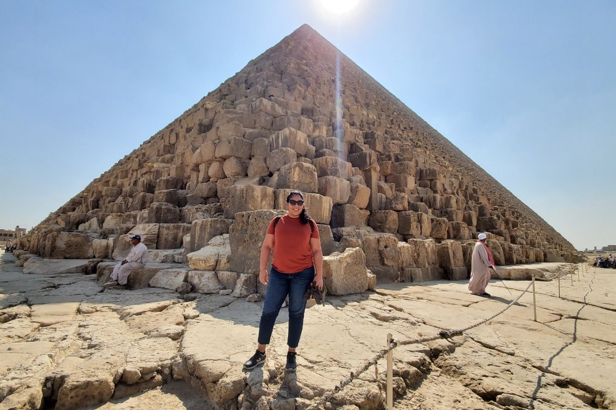 The largest of the three Pyramids of Giza on a warm 110 degree day. 