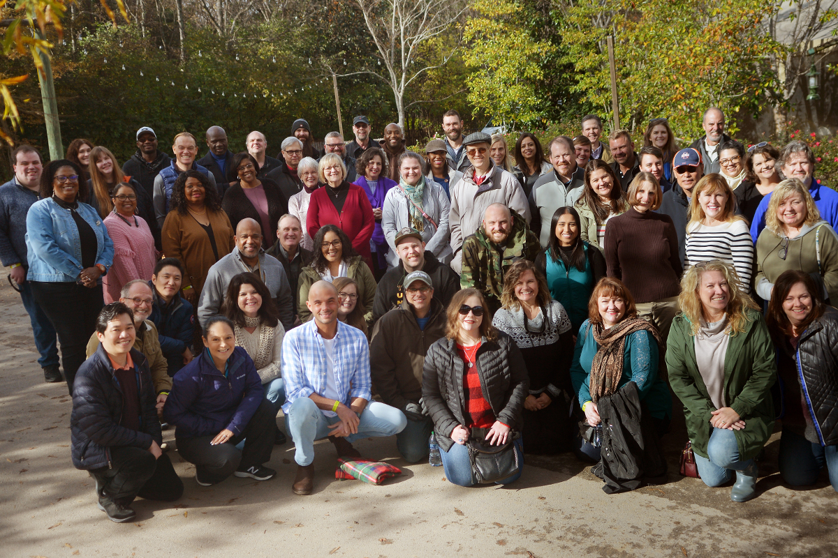 The United Methodist Communications Team gathers for a group photo at the Nashville Zoo. (Photo by Aaron Crisler.)