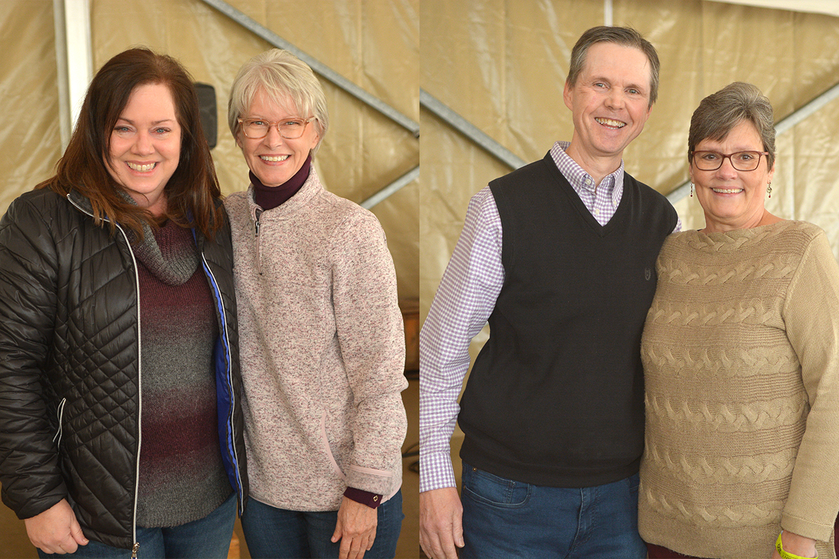 Honoring our retirees. L-R:  Jennifer Rodia celebrated Sheila Harrison who has retired after 13 years with the agency. Tim Tanton praised Vicki Wallace who retired in tandem with hitting her 25 year mark. (Photo by Aaron Crisler.)