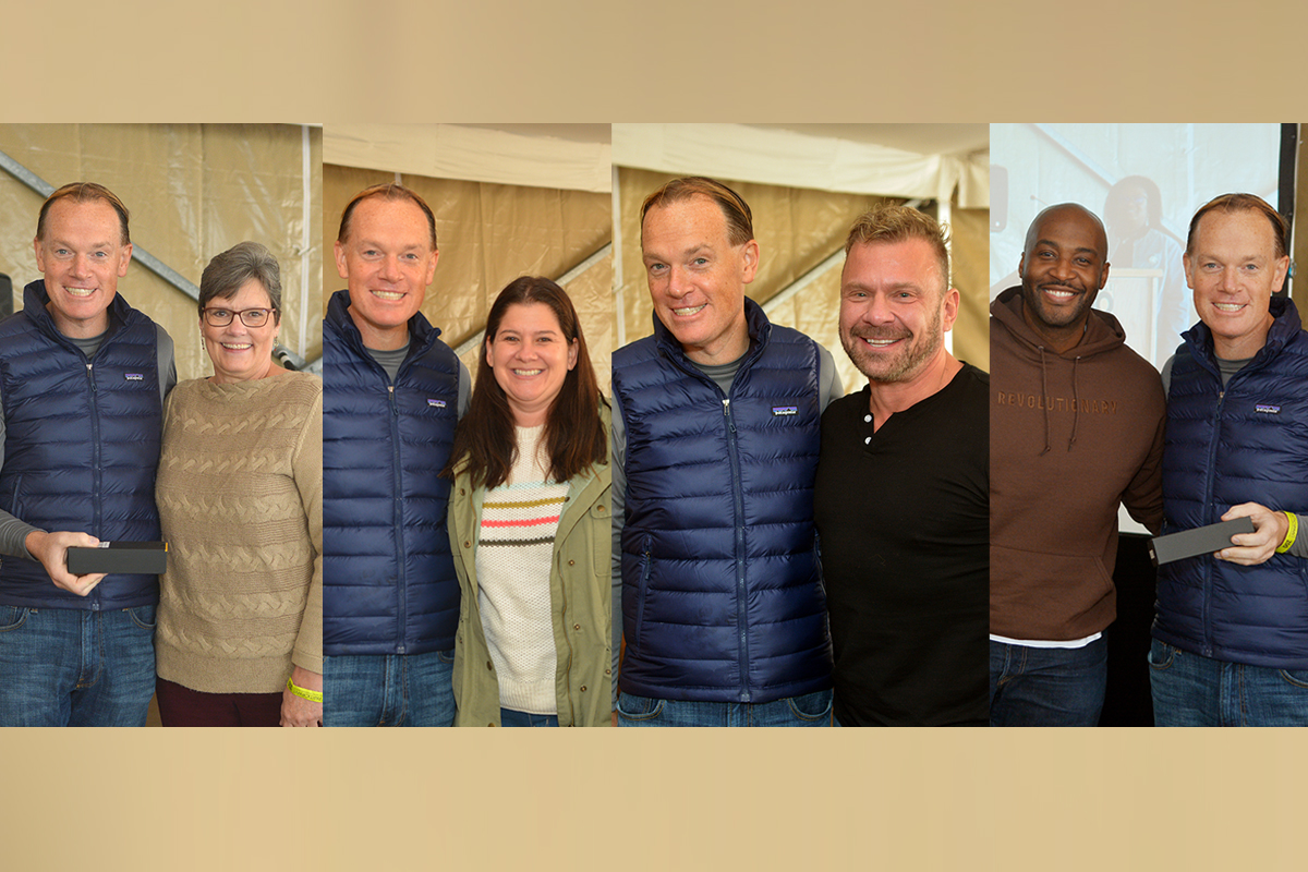Service Award honorees received a special pen to commemorate their mile marker. Dan Krause captured this moment with (L-R): Vicki Wallace,  Julie Dwyer, Troy Dossett and Tyrus Sturgis. Honoree MaryAnna Erlandsson not pictured. (Photos by Aaron Crisler.)