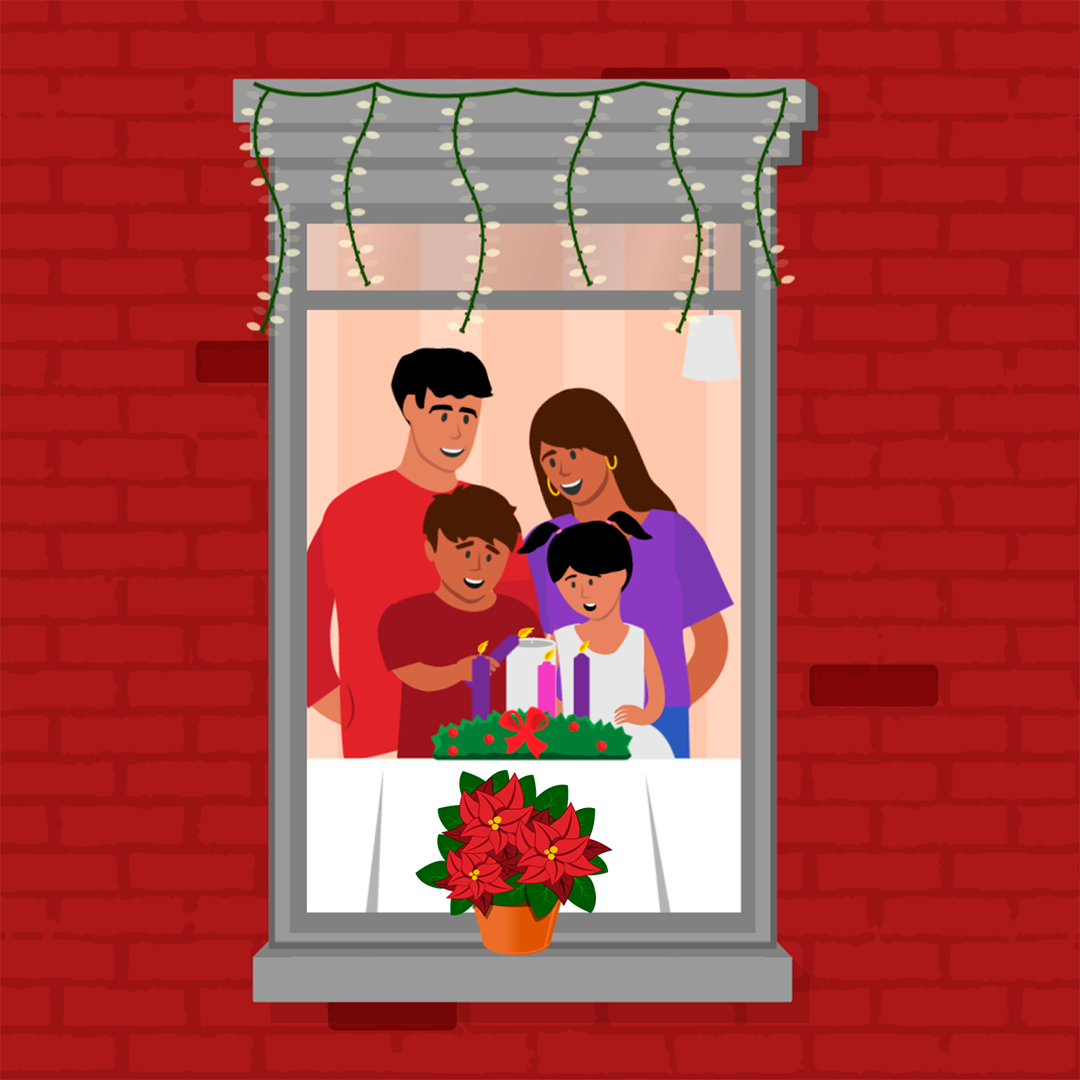 Advent wreath image from the 2021 Advent national campaign, Connect with Joy. 