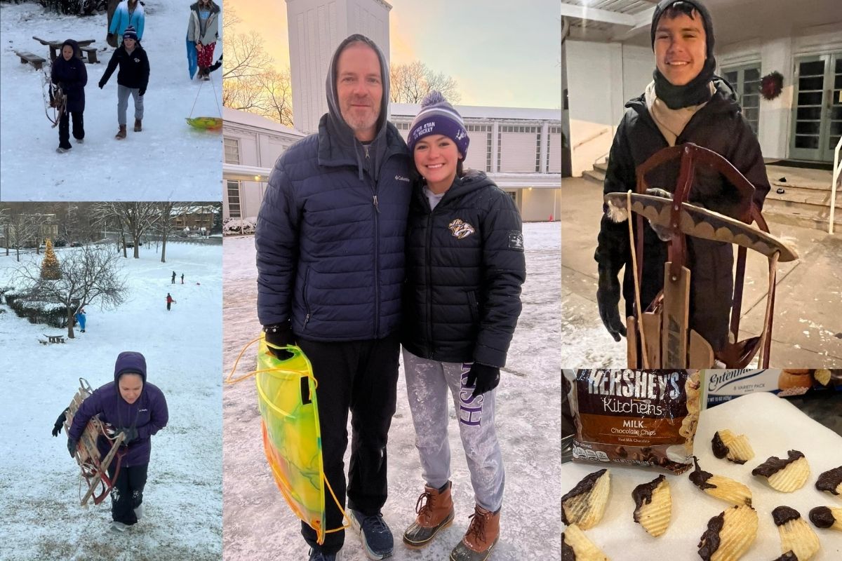 Lilla, her husband Brian, son Jake and “mini me” daughter Katie and tried a new sledding spot, came home and dipped potato chips  in chocolate, and then went back out for night sledding. (Photos provided by Lilla Margiza.)