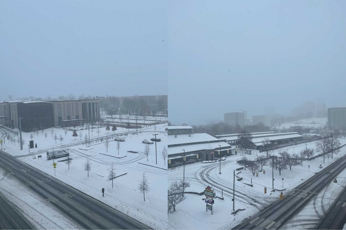Aaron Crisler looked out his apartment to discover a very quiet snowy day at The Tennessee State Museum and Nashville Farmers Market. (Photos by Aaron Crisler.)