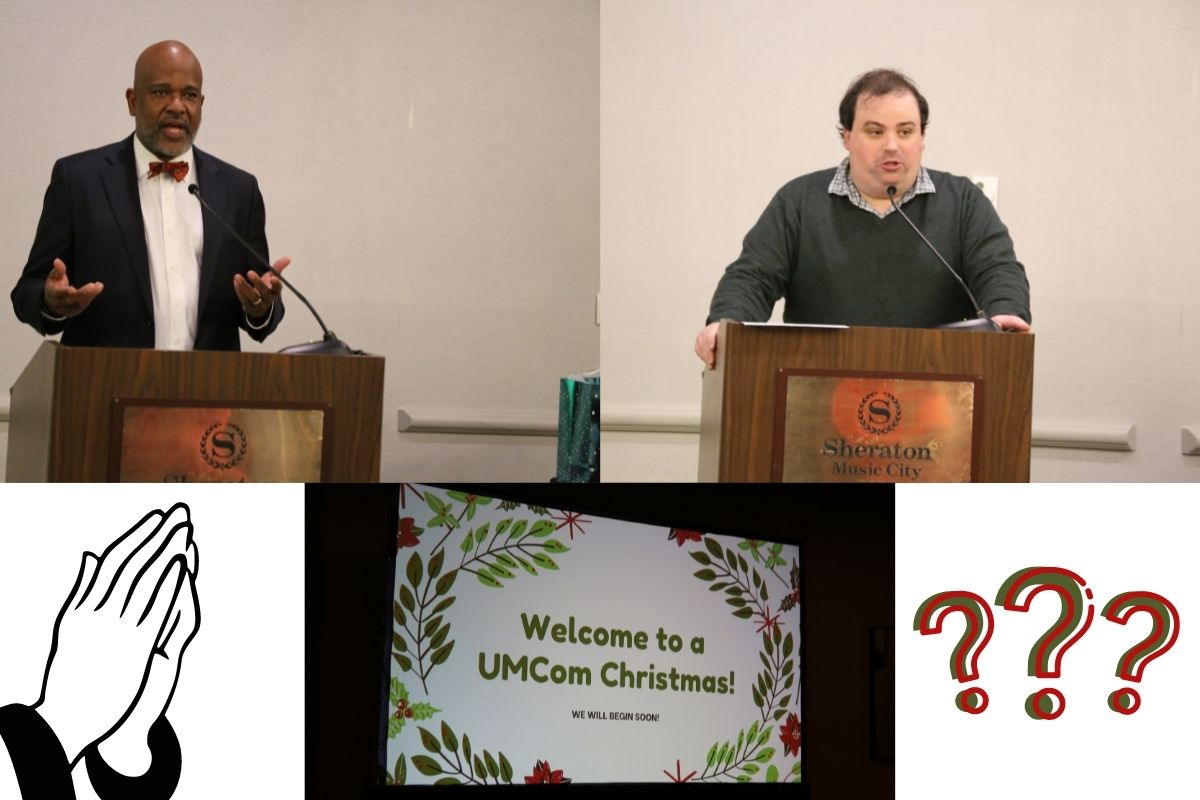 Gary Henderson (L) shared a devotional with our staff. Later in the programming Philip Brooks (R) had everyone exercising their brains with some fun trivia questions.