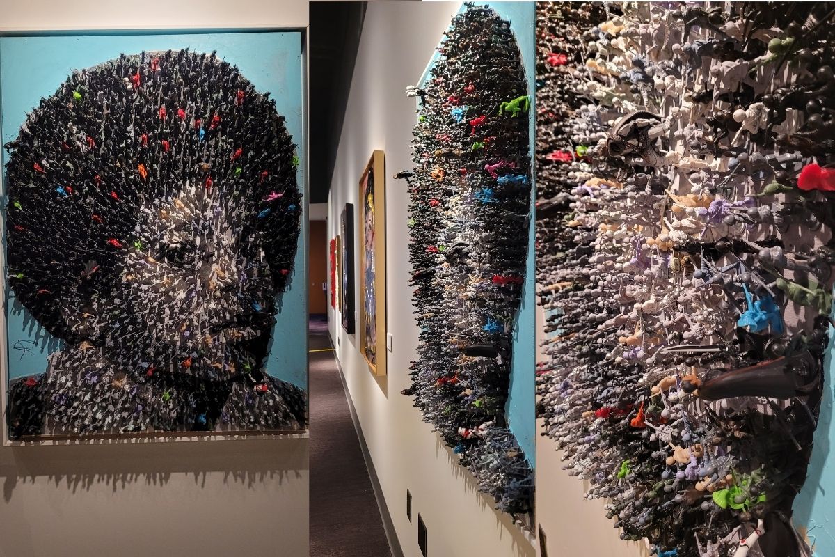 The art gallery featured a Jackson 5 era Michael Jackson piece. It was pixilated image from afar, but when viewed from the side or up-close you could see the image was constructed using a wide variety of action figures. (Photos by Brenda Smotherman.)