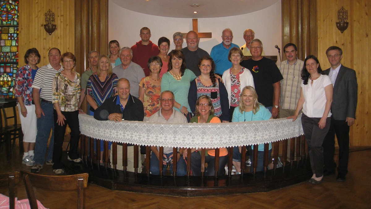 The Christ UMC team in Warsaw, Poland, with the church's pastor and his wife (far right). Pastor Slawomir Rodaszynski is third from right.