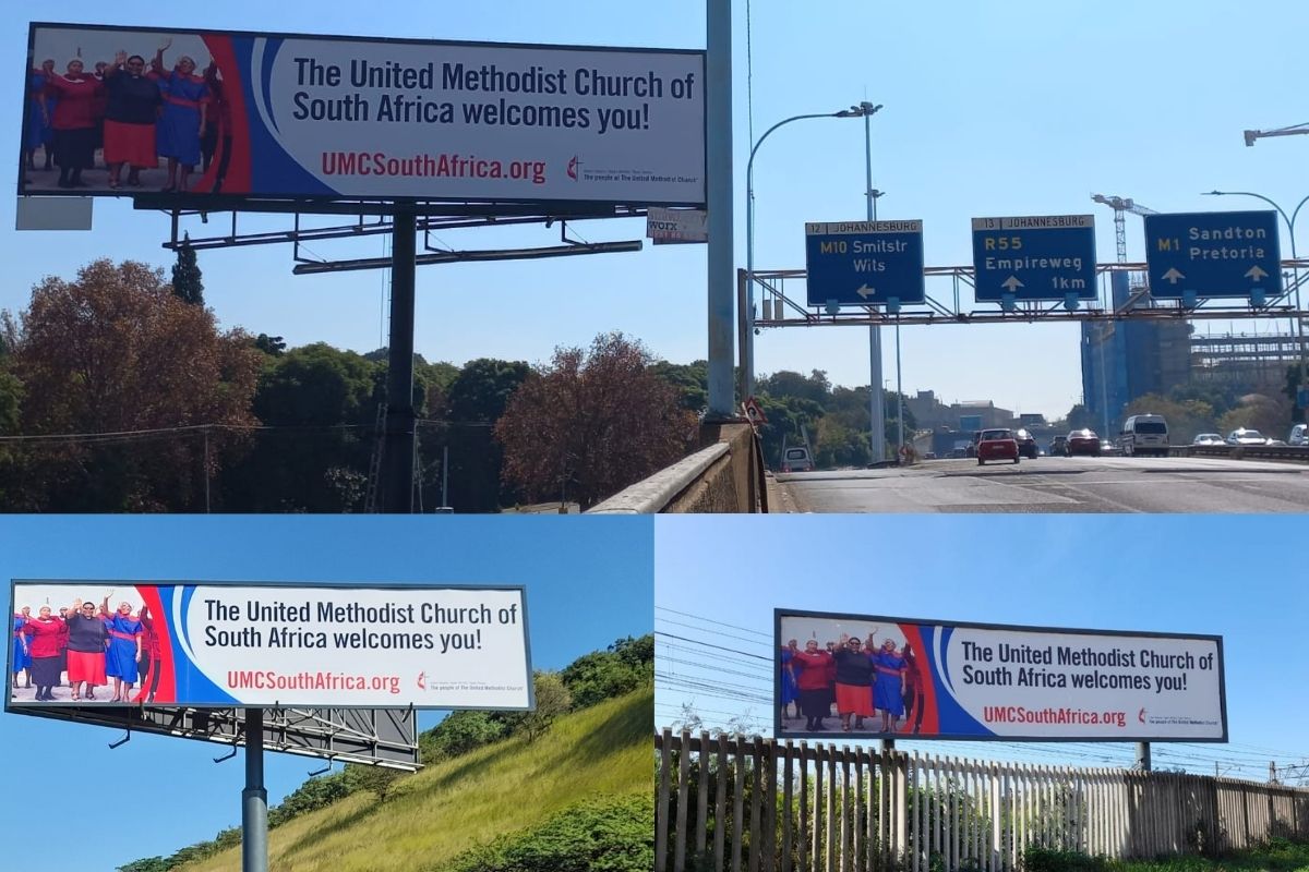 A sampling of the billboards that have been installed in South Africa. Top: M1 Street in Johannesburg; Botton (L-R): N2 highway and Umgeni Station in Durban. (Images courtesy of Alvin Makunike.)