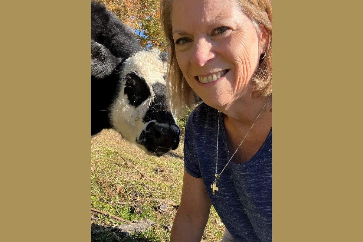 Crystal with George Bailey, the newest addition to the herd.