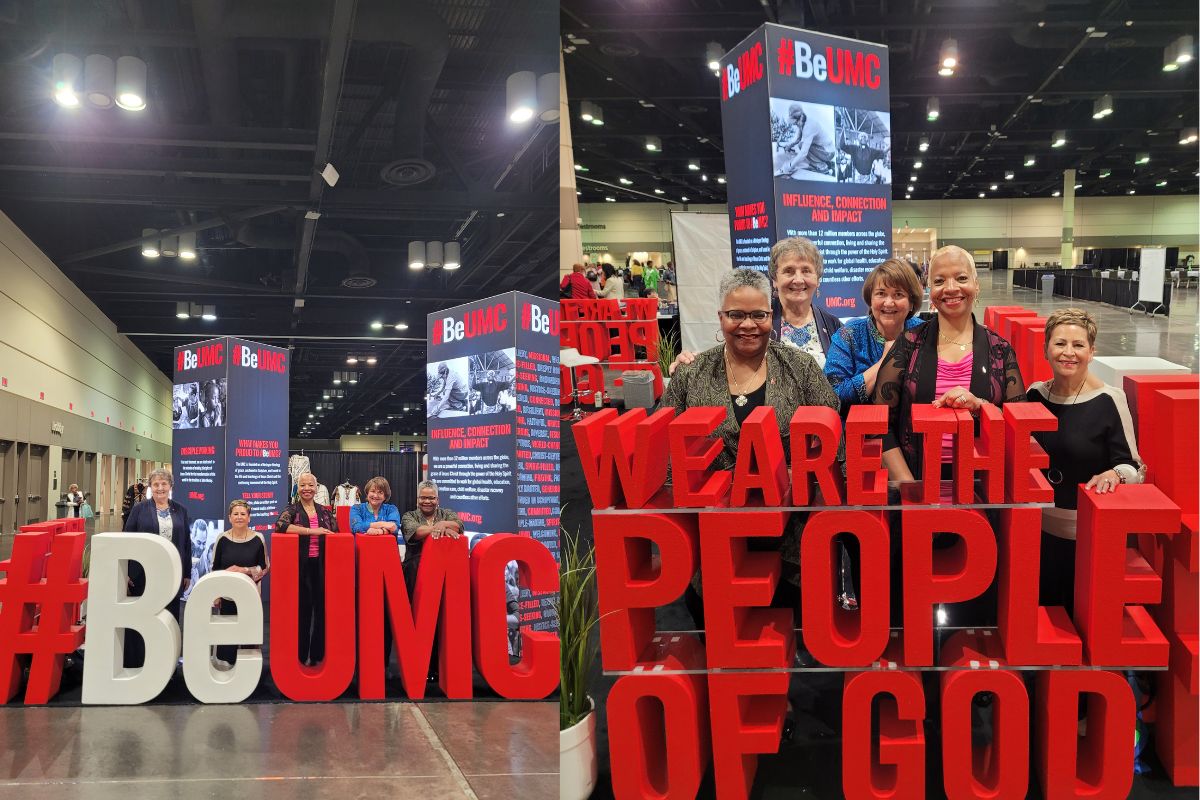 Even attending bishops took time to check out the #BeUMC booth, take some selfie camera shots, and pose for a couple group pictures. They were very complimentary of the booth and our agency's work on the overall campaign. As shown in the right hand photo L-R: Bishop LaTrelle Easterling, Bishop Ann Sherer-Simpson, Bishop Karen Oliveto, Bishop Tracy Smith Malone and Bishop Cynthia Fierro Harvey. (Photos by Brenda Smotherman.)
