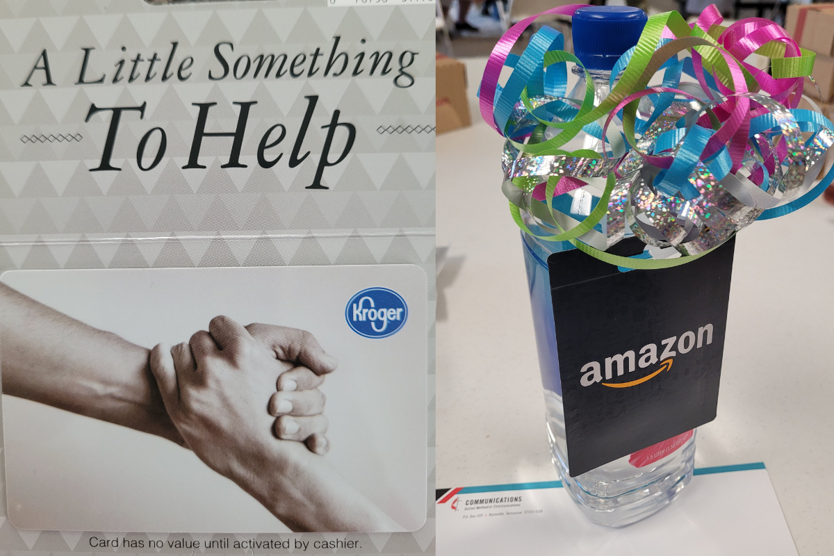 The agency gifted all staff with a Kroger gift card for participating in the Infinity Wellness program. Laura Buchanan, Diane Degnan and Christy Losee were recognized as power users and presented with a bottle of Fiji water and an Amazon gift card. (Photos by Brenda Smotherman.)