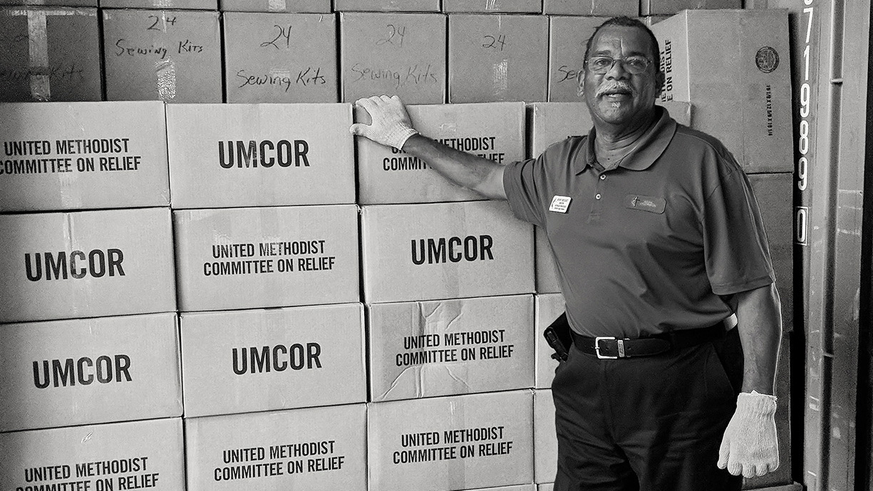 We persevere through trials and face tomorrow with God at our side. The #BeUMC campaign celebrates the core values that connect the people of The United Methodist Church. We are faithful, Jesus-seeking, missional, committed, spirit-filled, deeply rooted, connected, resilient, justice-seeking and diverse people of God. Image of UMCOR relief supply boxes, background image.
