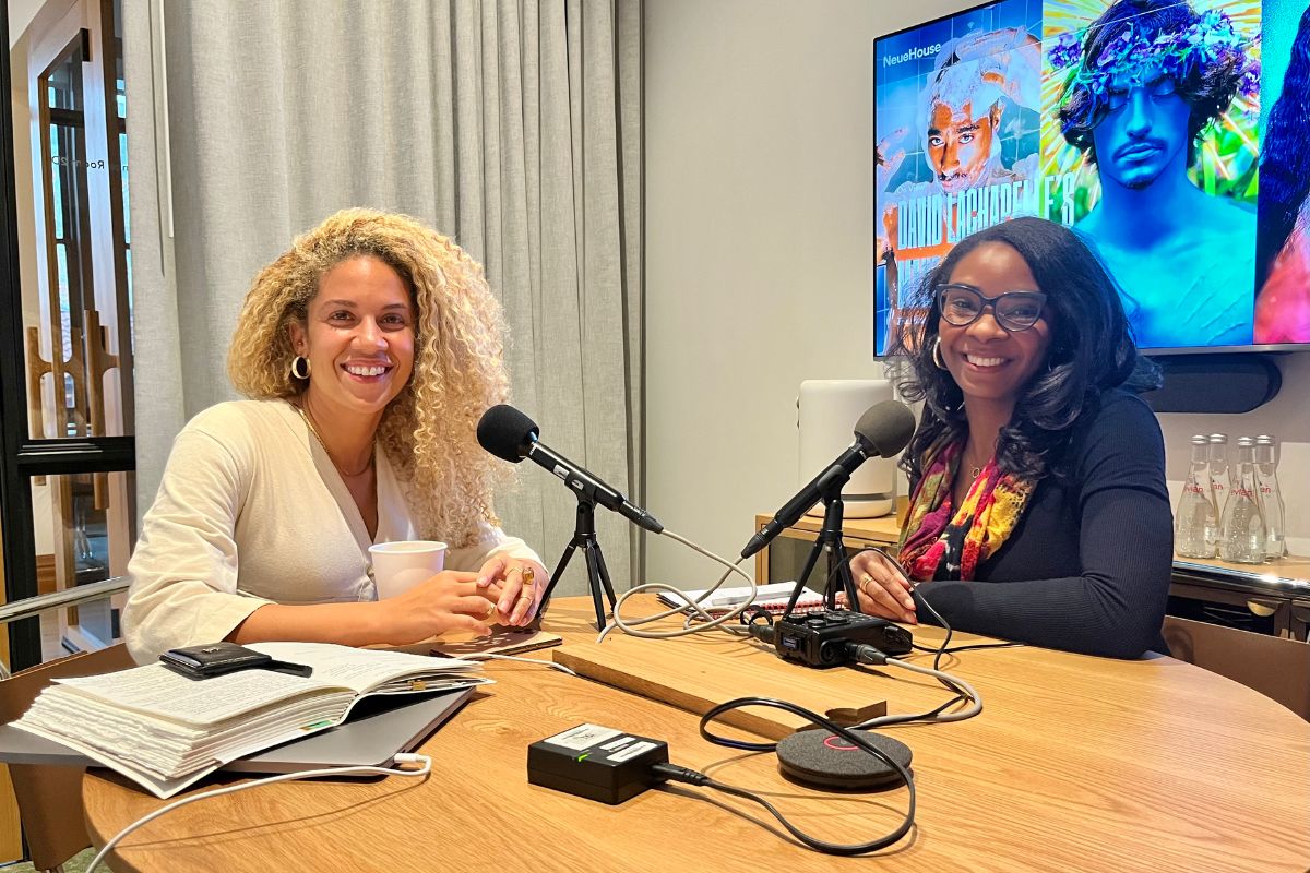 As a part of her USC Masters Thesis podcast reporting on increasing representation behind the scenes in Hollywood, Michelle Eunice spoke with producer Carri Twigg, the co-founder and head of development for Culture House media, a Black, Brown, women-owned, full-service, premium film and TV production company that specializes in storytelling about the urgent cultural questions confronting America and the world. (Image courtesy of Michelle L. Eunice.)