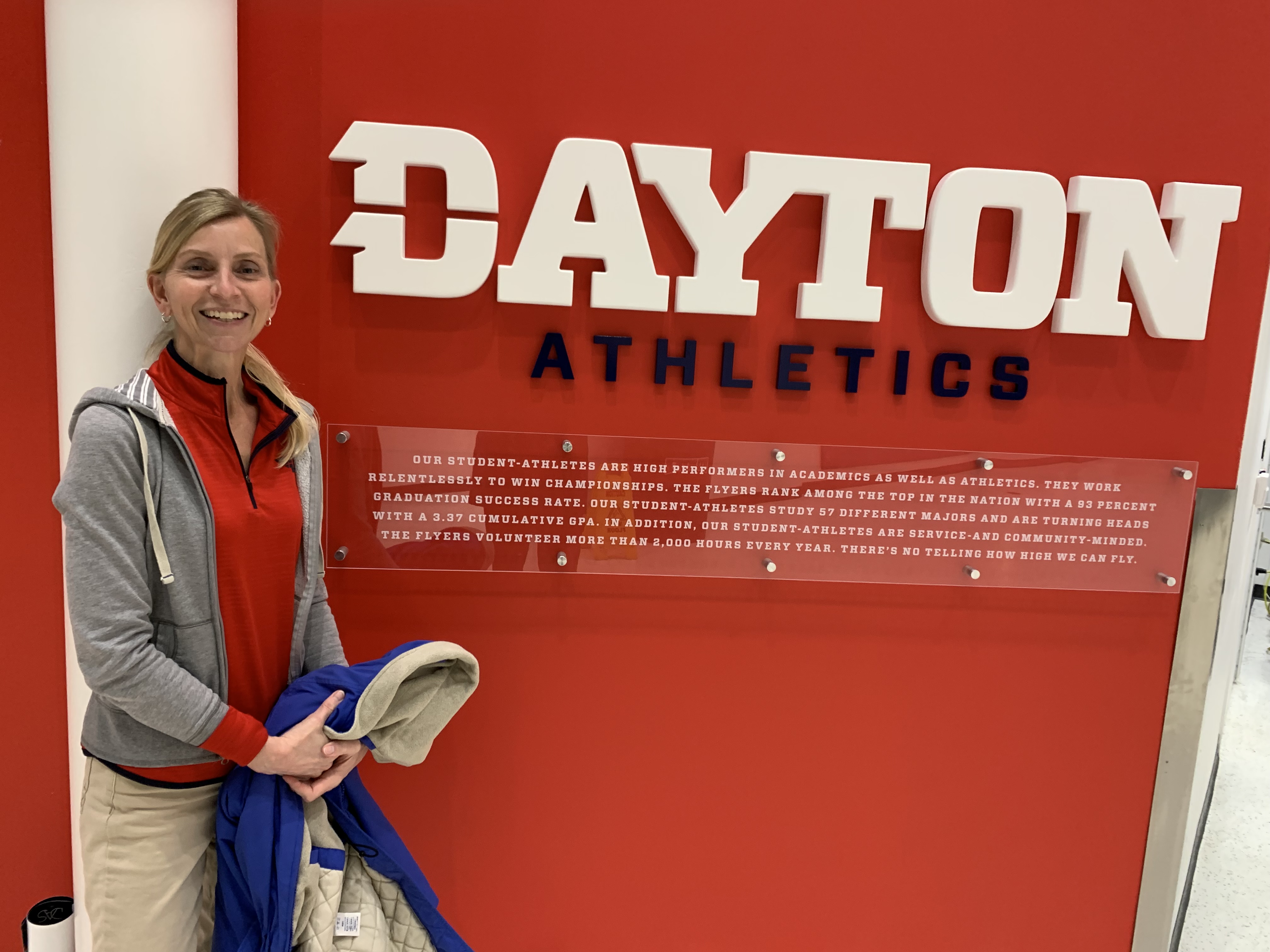 Teresa enjoys attending the Dayton athletics events. She captured her school pride while celebrating one of the men’s NCAA basketball wins. (Photos courtesy of Teresa Faust, taken by her dad)