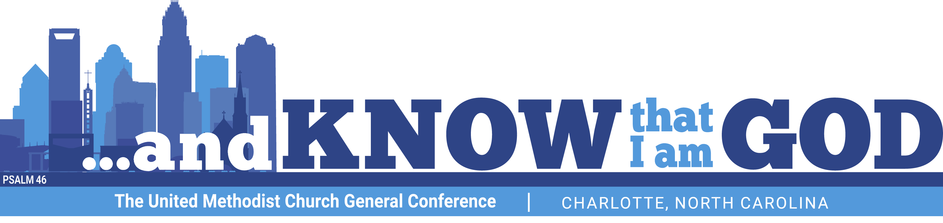 General Conference 2020 logo. Theme words, "...and KNOW that I am God"