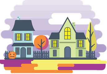Monthly illustration of October Halloween decorations by GraphicMama and licensed under CC Attribution 3.0.