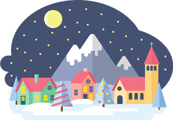 Monthly illustration of December with Santa on Christmas Eve by GraphicMama and licensed under CC Attribution 3.0.