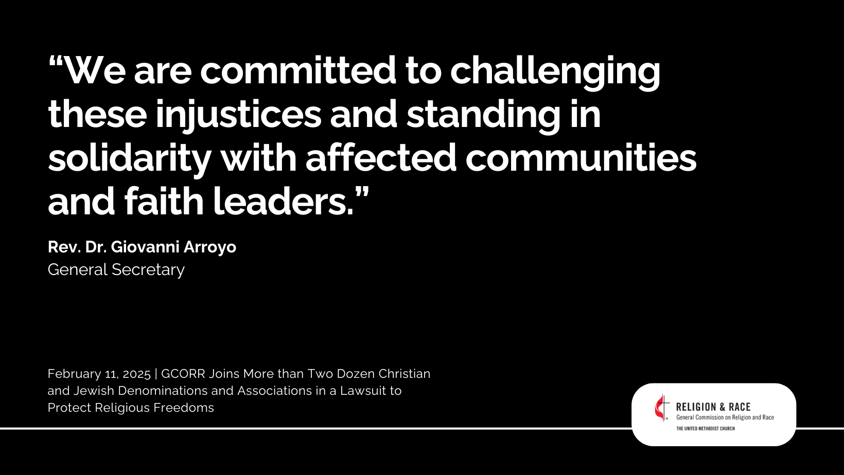 Press release from the Rev. Giovanni Arroyo. Photo courtesy of Religion and Race.