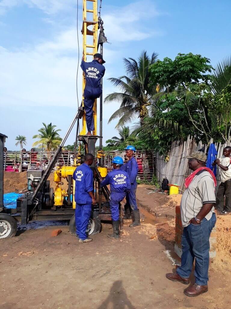 Workers dig the new well at Diengenga United Methodist Health Center in the DRC. Photo courtesy of Central Congo Health Board.
