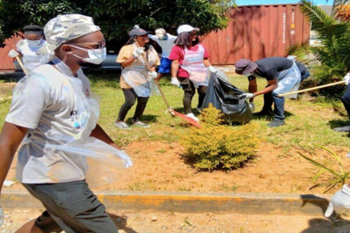 King David United Methodist Youth fellowship members outside Victoria Chitepo Hospital participating in a cleanup campaign and advocacy visit to highlight the need for accessible and equitable health care in Manicaland, Zimbabwe.
