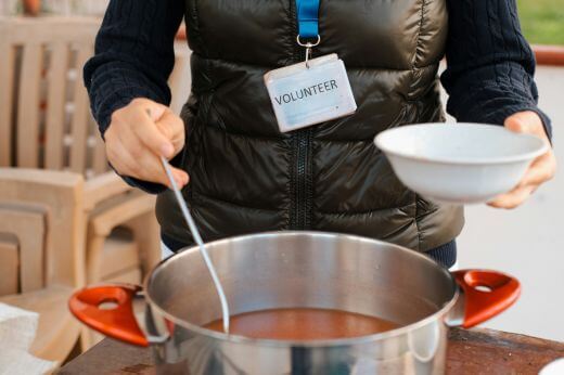 volunteer serving food