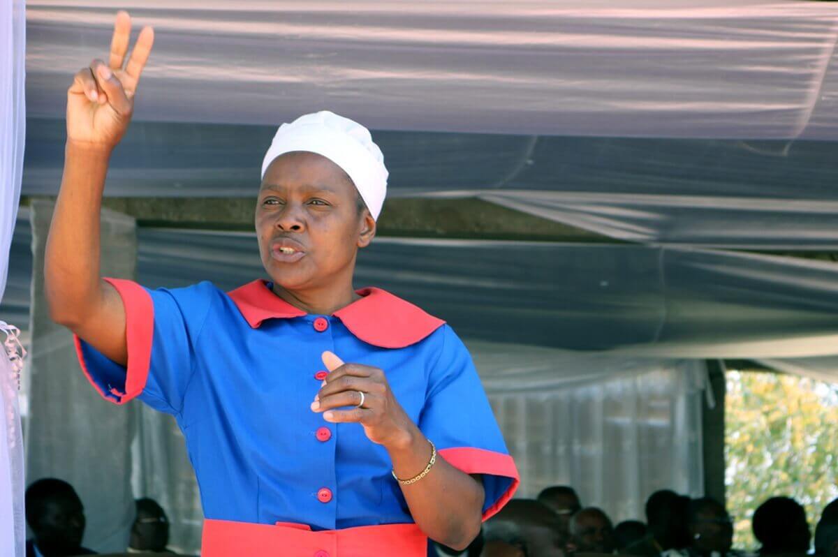 Spiwe Mhere interprets for the hearing impaired during The United Methodist Church’s annual women’s convention at Clare Camping Ground in Rusape, Zimbabwe. The church is trying to be more welcoming to the hearing impaired by training pastors and church members in sign language. File photo (2018) by Eveline Chikwanah, UM News.