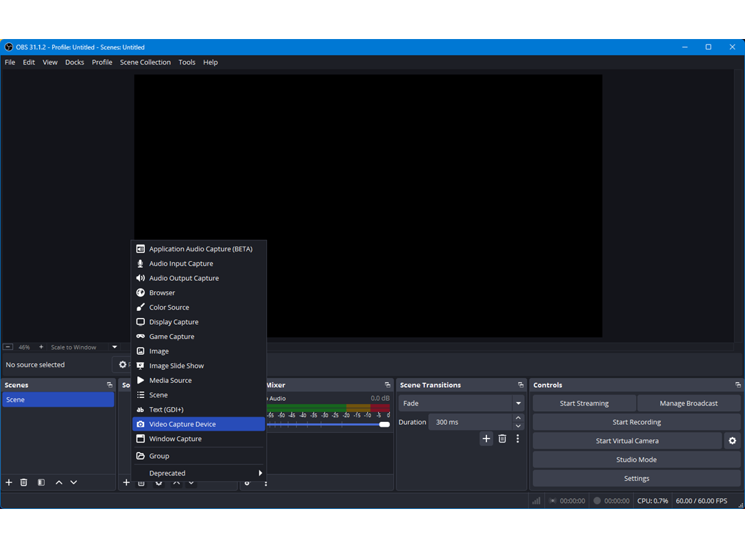 streaming church worship with obs add camera