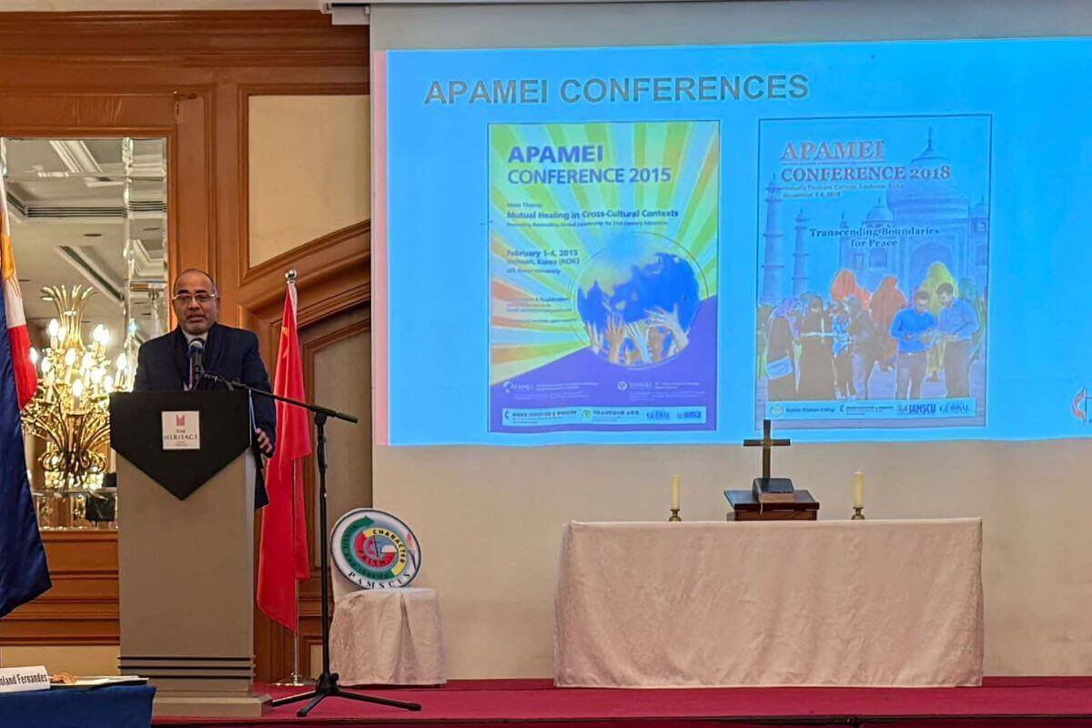 Roland Fernandes, general secretary for the General Boards of Higher Education and Ministry and Global Ministries, presents at the 2026 Asia Pacific Association of Methodist-related Educational Institutions (APAMEI) Conference from Jan. 18 to 21, in Manila.