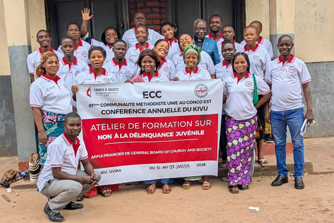 A group of United Methodist youth leaders exchange ideas during peace training in Uvira, Congo. The initiative, supported by the United Methodist Board of Church and Society, aims to curb juvenile delinquency in a region challenged by insecurity. Photo by Philippe Kituka Lolonga, UM News.