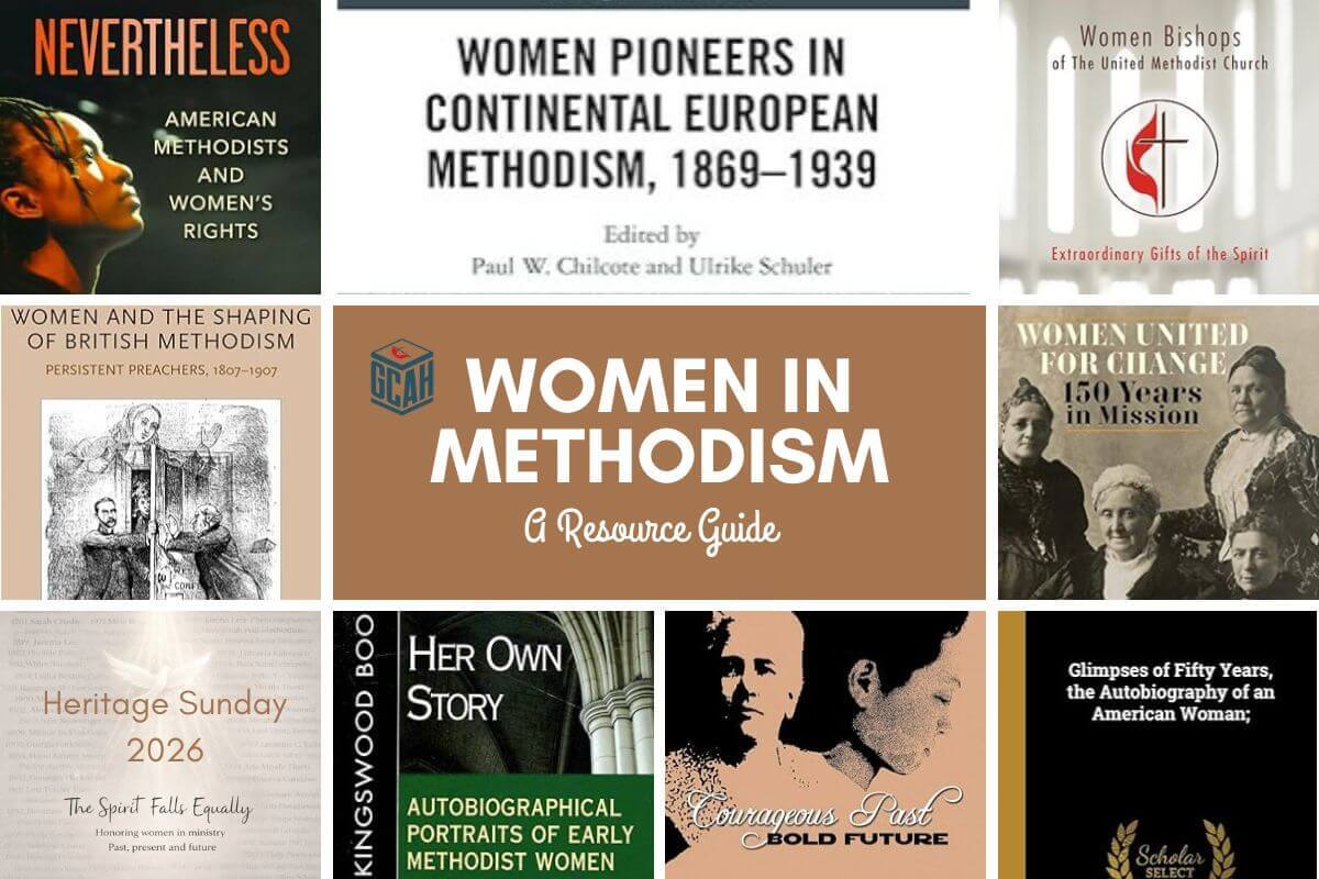 The General Commission on Archives and History curated a resource guide to accompany the Heritage Sunday 2026 theme of "The Spirit Falls Equally." Image created with Canva.