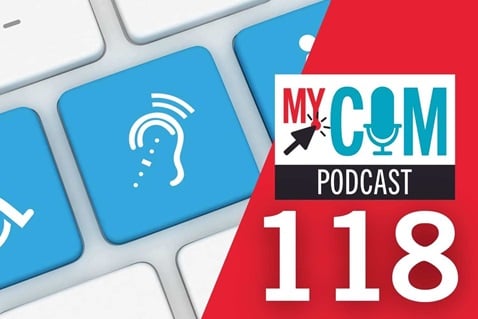 MyCom Podcast 118 Cover image for MyCom Podcast episode 118: shows a keyboard with accessibility keys