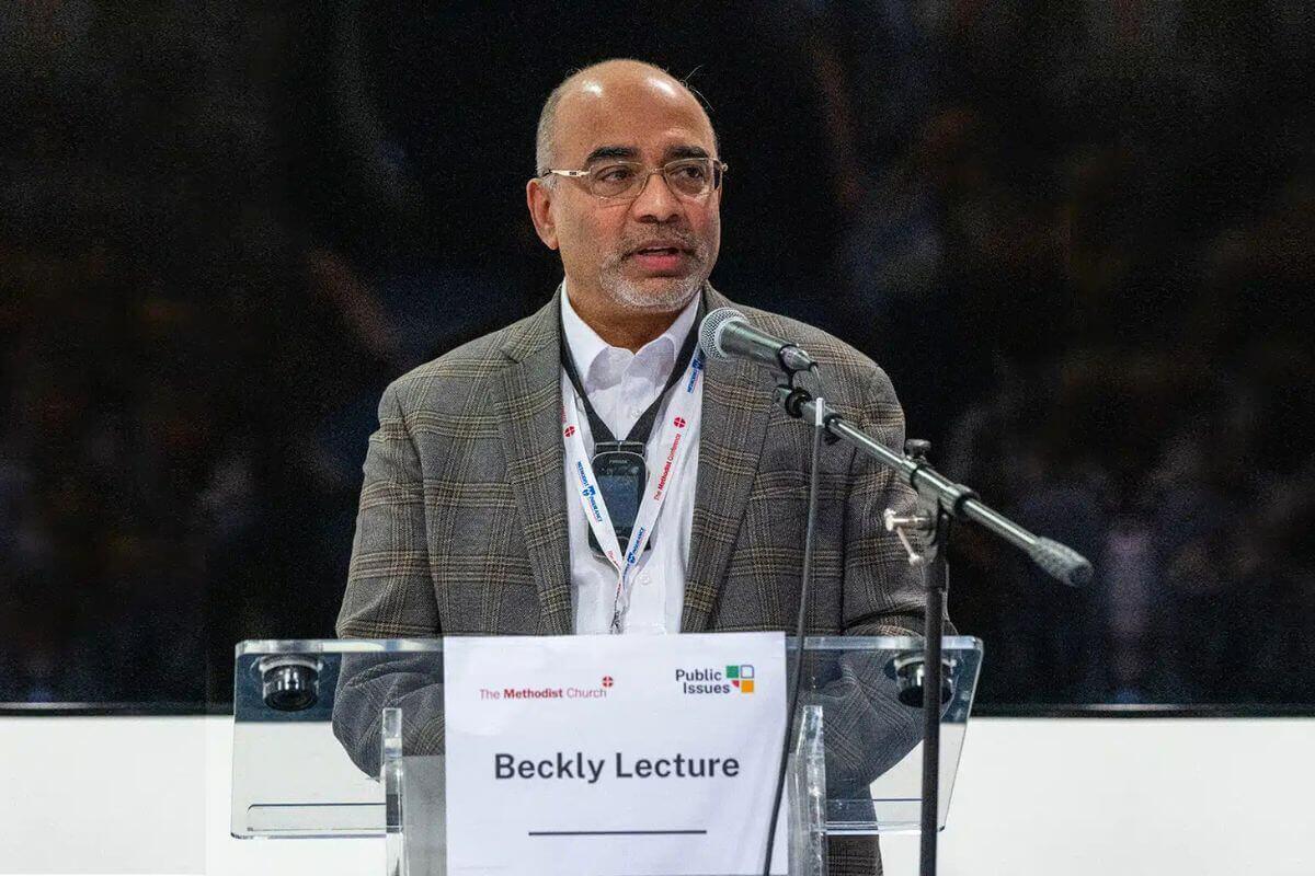 Roland Fernandes delivers centenary Beckly Social Services Lecture at the Methodist Conference in Britain. Photo courtesy of GBGM.