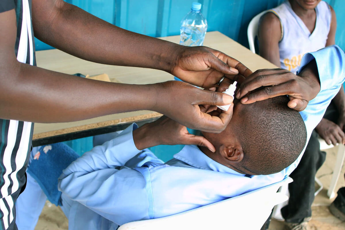 A child receives eye medication during a free health clinic organized by The United Methodist Church’s Kenya-Ethiopia Conference. The free health clinic was organized by the Inspired Word Mission Center, a ministry of The United Methodist Church’s Kenya-Ethiopia Conference. Photo by Selina Mutua, UM News. 
