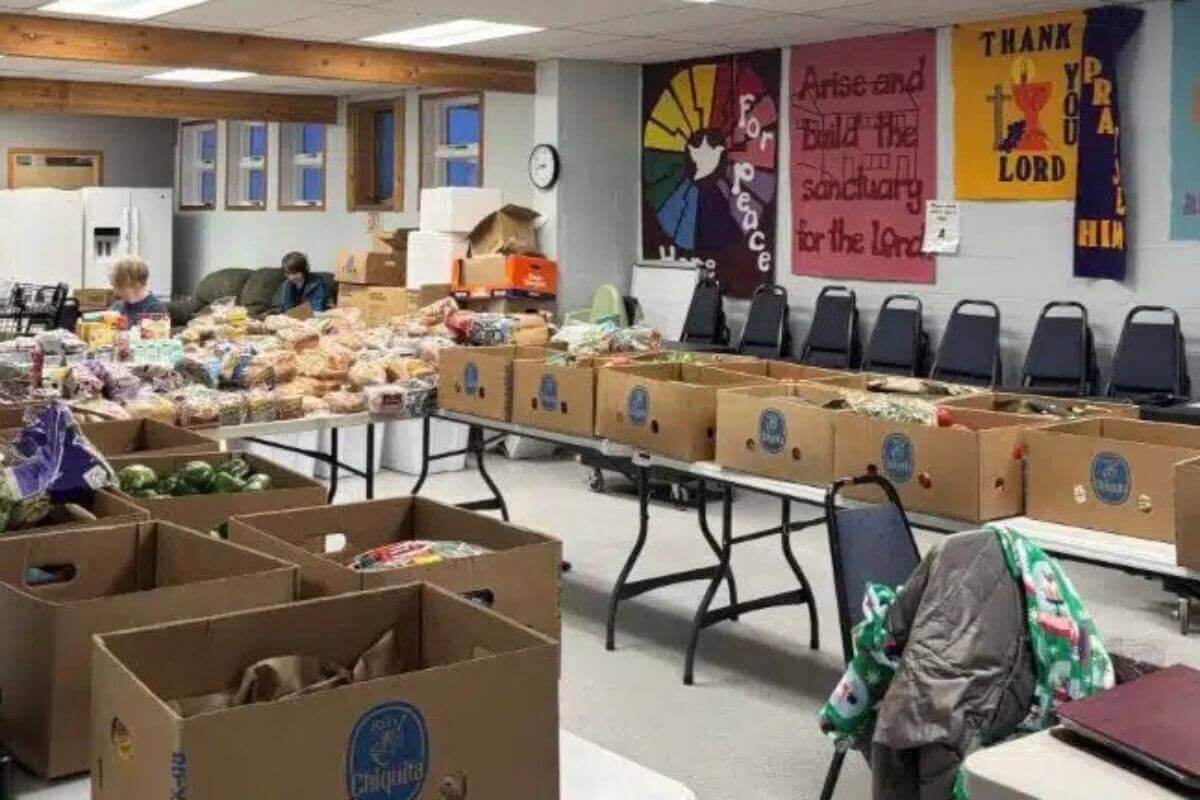 Ready to serve at North Star UMC in Nikiski, Alaska, on the Kenai peninsula. Church members open the pantry even at -28 degrees and in 8 foot of snow, but they have the food boxes ready when people come to get them. Photo: North Star UMC