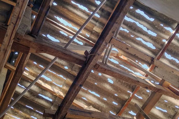 Heavy rains accompanied by balls of ice destroyed the roof of Kuziva Stephen Makunike’s home during the Oct. 5 storm that swept through Masvingo town in southeastern Zimbabwe.  Estimates were yet to be made, but church members believe property damaged will need thousands of dollars to repair and rebuild.  Photo by Pastor Samuel Maunga, UM News.